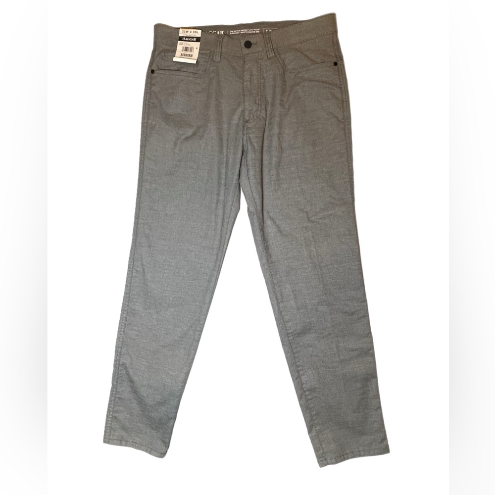 Haggar NWT Gray Straight Fit Stretch Pants 33W x 30L